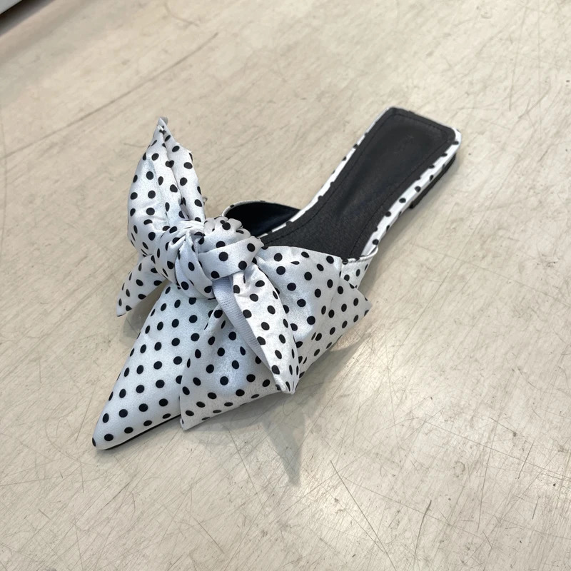 Summer Concise Pointed Toe Women Slippers Fashion Butterfly-knot Flats Party Mules Slide Shoes 250605