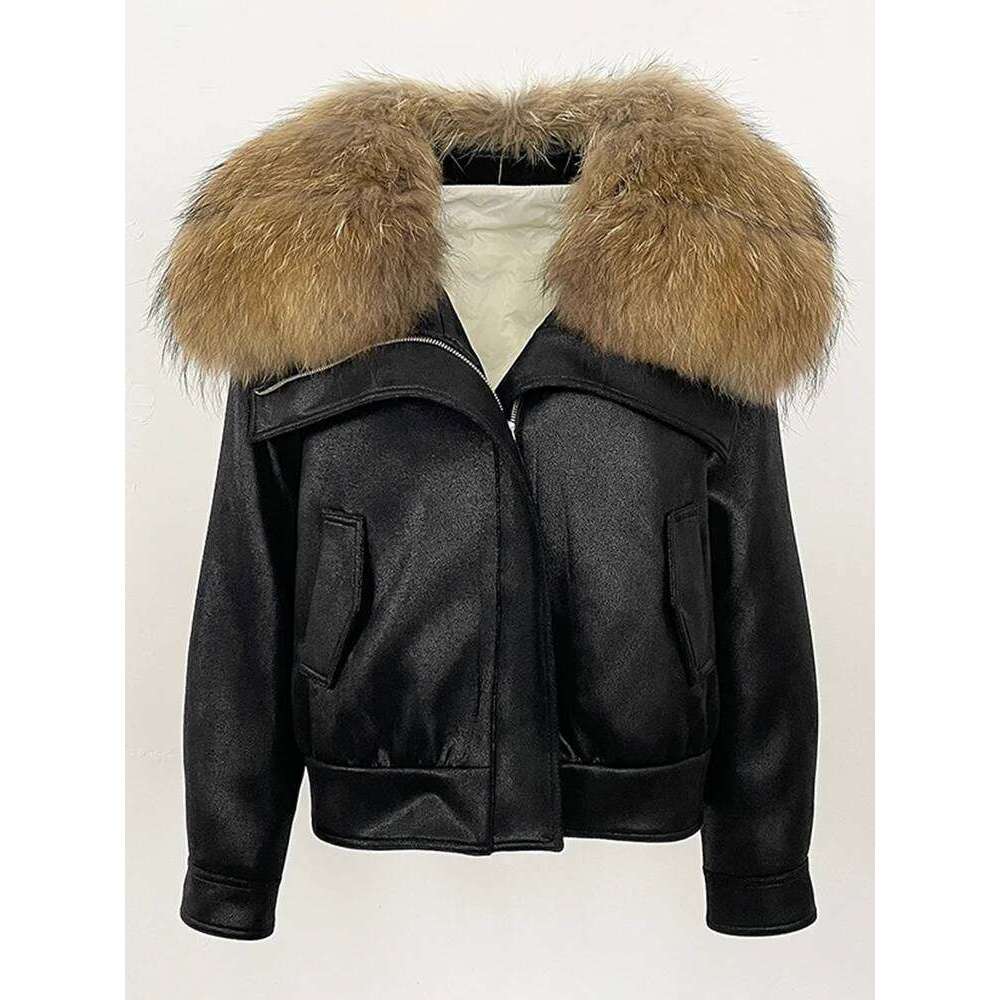 OFTBUY 2025 New Winter Clothing Women Fashion Short Down Coat Big Real Fox Collar Lady Warm Suede Fur Puffer Jacket Female