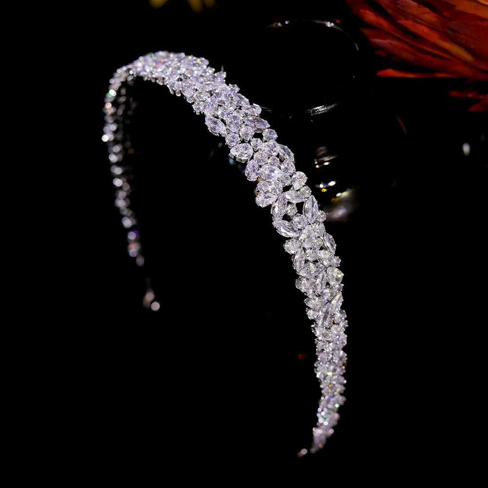 ASNORA Luxury CZ Headbands Silver Color Bridal Crowns Elegant Headwear Wedding Hair Accessories Party Jewelry Bridesmaid Gift Z250605