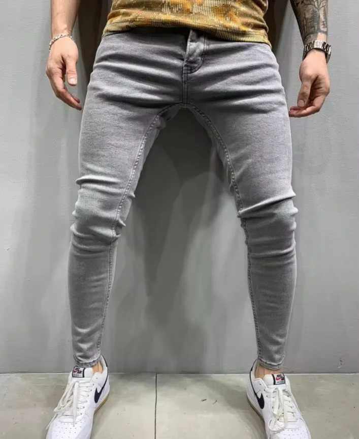 Mens Jeans Casual Skinny Pants Stretch Denim Trousers Male Slim Fit Straight Pants Fashion Jeans Soild Pencil Pants Man ClothingC250606