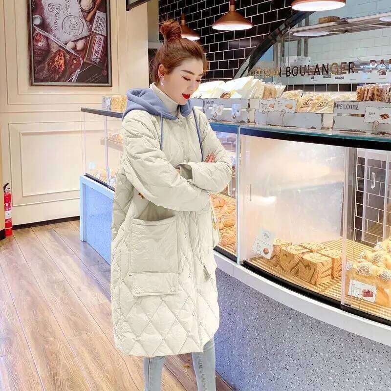 Winter Hooded Long Sleeve Quilted Super Hot Parka Mid-length Cotton Jacket Korean Fashion Coats Warm Snowsuit