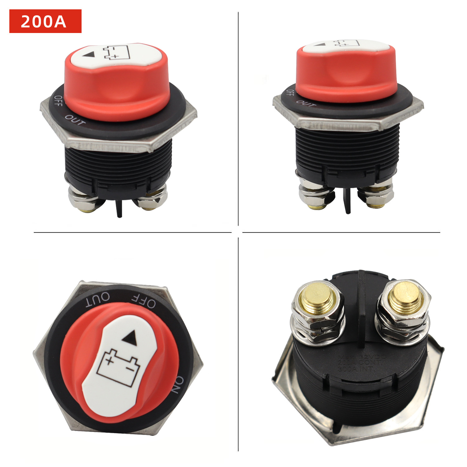 Car Battery Disconnect Switch Caravan Battery Switch 50A/100A/200A Brass Rotary Switch Two Pieces