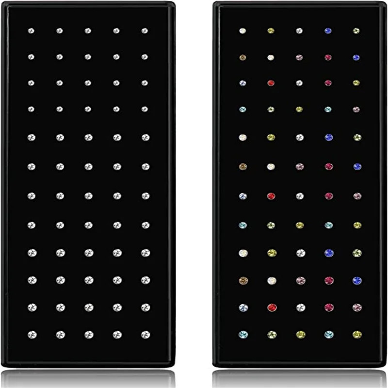 60Pcs Fashion L Shape Rhinestone Crystal Stainless Steel Nose Piercing Ear Bone Women Hypoallergenic Body Jewelry Piercing 250605