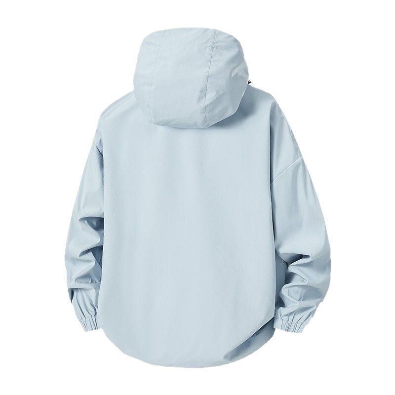 Ddmyoutdoor Spring And Autumn Waterproof Solid Color Unisex Versatile Casual Hooded Hard Shell Outdoor Loose Trendy Jacket Jogging Suit