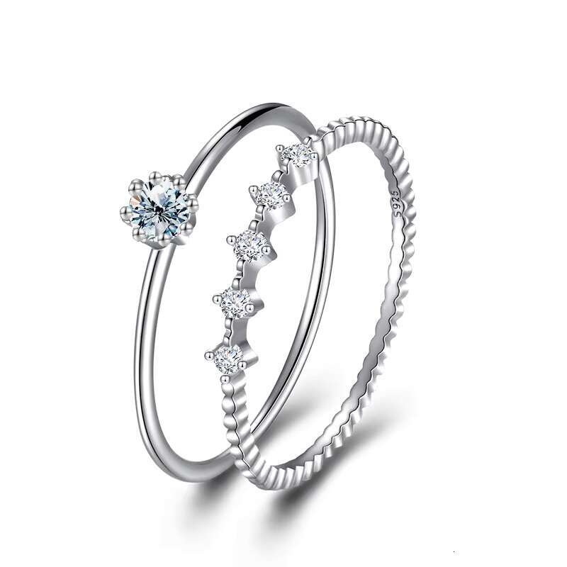 Trendy Jewelry Diamond Moissanite Set Halo Rings 925 Sterling Silver for Women Wedding