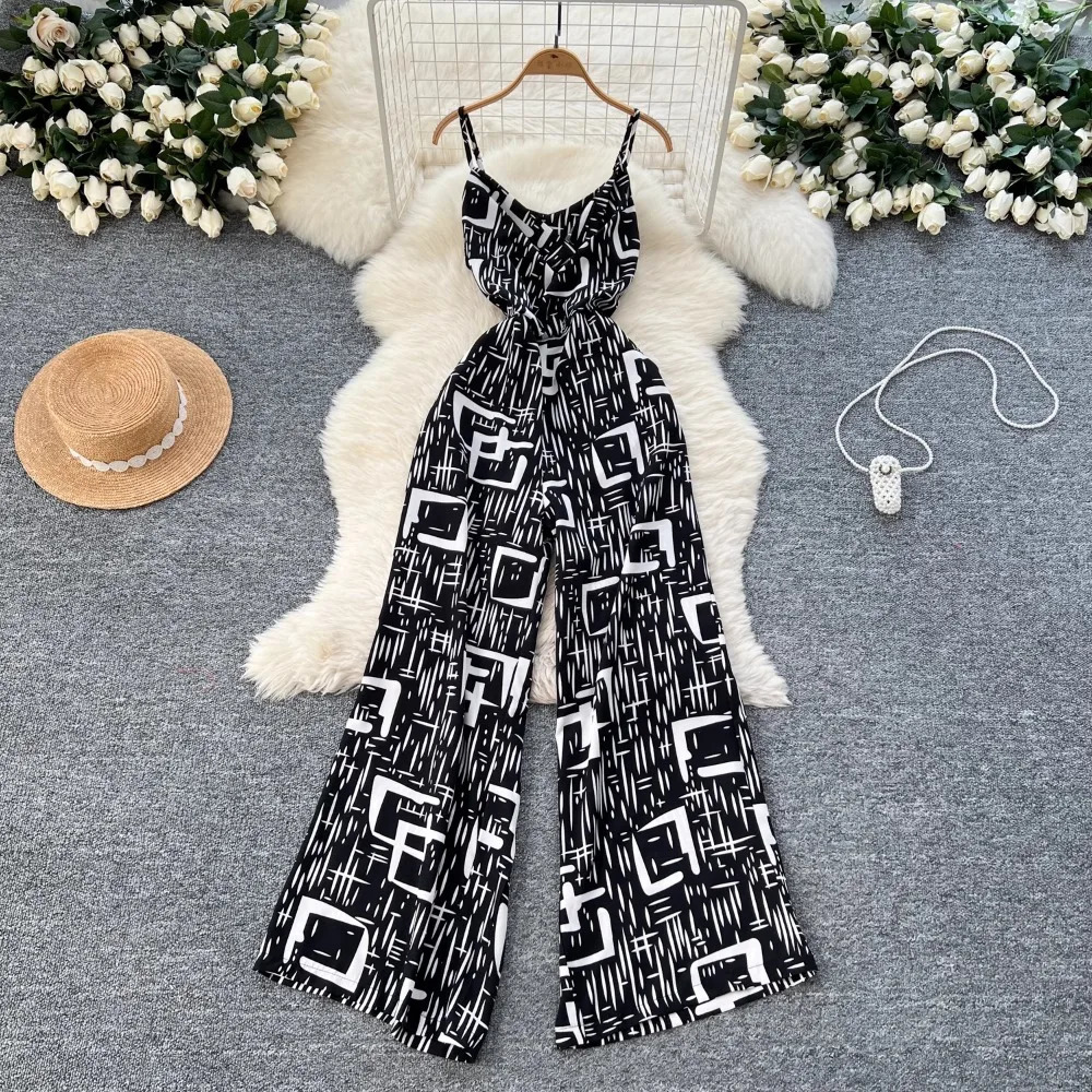 Neploe Holidays Summer Jumpsuit Light Ripe Wind Age Reduction Sling Slim Bodysuit Print Casual Sexy Elegant Romper 250530