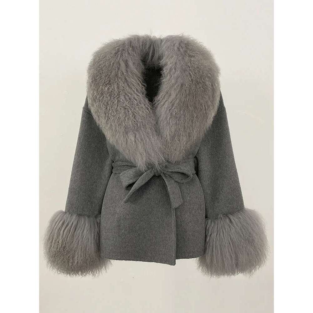 OFTBUY 2025 Winter Clothing Women Wool Clothes Lady Fashion Real Cuffs Coat Natural Mongolia Sheep Fur Woolen Jacket Female