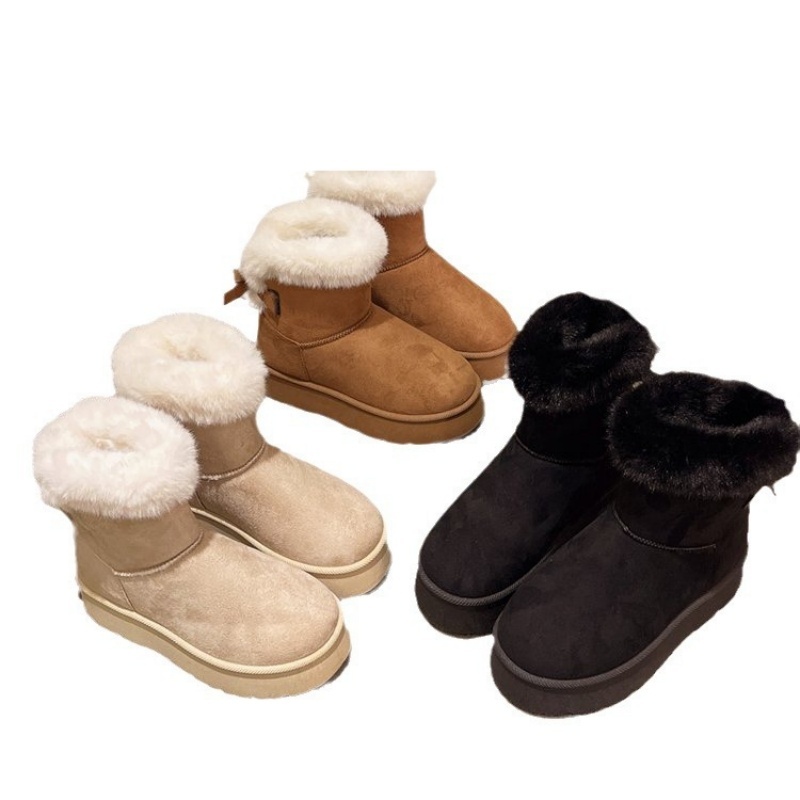 Designer 2025 free shipping autumn winter new female designer soled and plush thick snow large size warm short boots, cotton shoes brown black