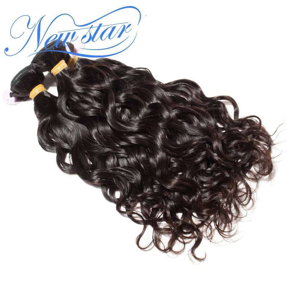 New Star Natural 3 Bundles Peruvian Virgin Weave Extensions Water Wave 100% Unprocessed Raw Human Hair Weaving