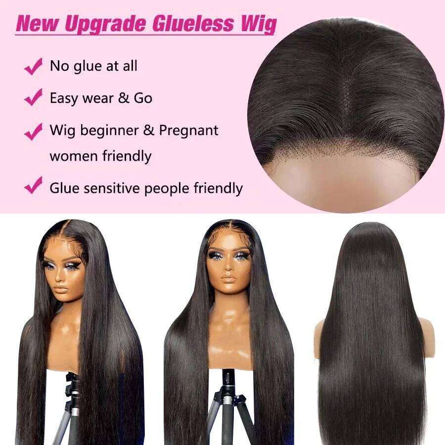 Glueless Ready To Wear 13X4 Pre Cut Bone Straight HD Transparent Lace Frontal Human Hair Wigs 4x4 Closure Wig