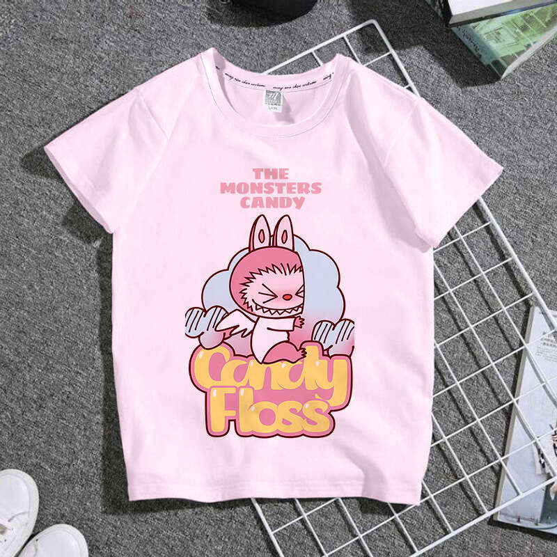 Labubu Trendy Summer T-Shirt Anime Peripheral Short Sleeve Casual Unisex Two-Dimensional Labubu doll