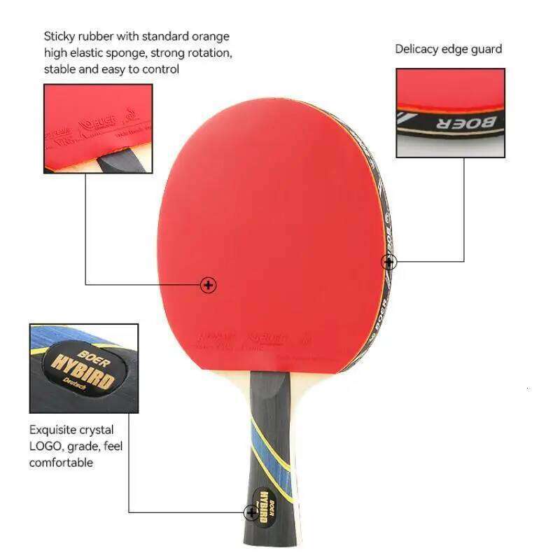 1 PCS 7-Ply Table Tennis BOER S5 Series Racket with Bag Offensive Ping Pong Paddle Training