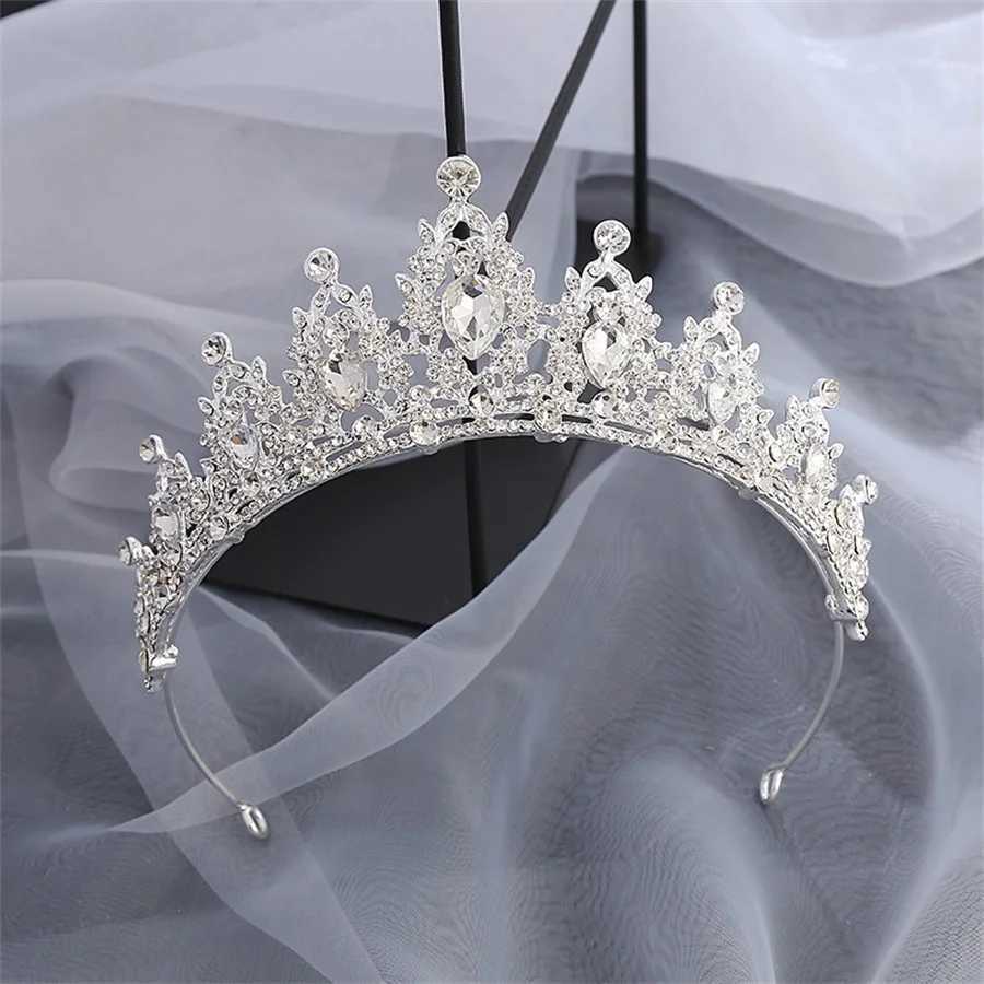 2023 new Wedding Hair Tiara Crystal Bridal Tiara Crown Silver Color Diadem Veil Tiaras Wedding Hair Headpieces Head Jewelry gift Z250605