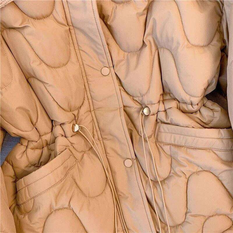 2024 New Women's Puffer Waist Hing Down Jacket Cotton-Padded Chubby Clothes High Sense Western Sle Outerwear