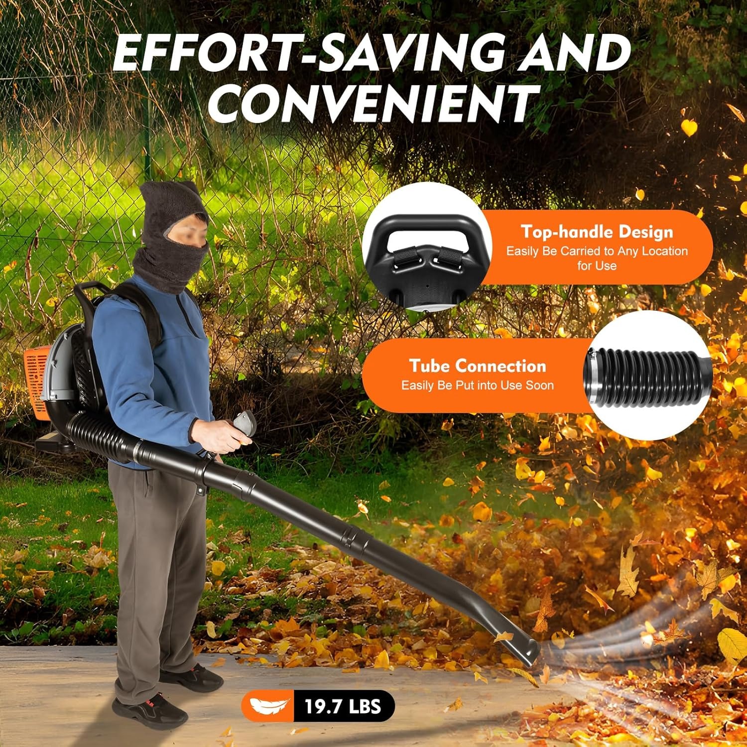 65CC 2-Stroke Gas Backpack Leaf Blower, 665CFM High-Power Yard Blower, 2.7KW Portable Air Blaster for Lawn, Lightweight Landscaping Tool for Efficient