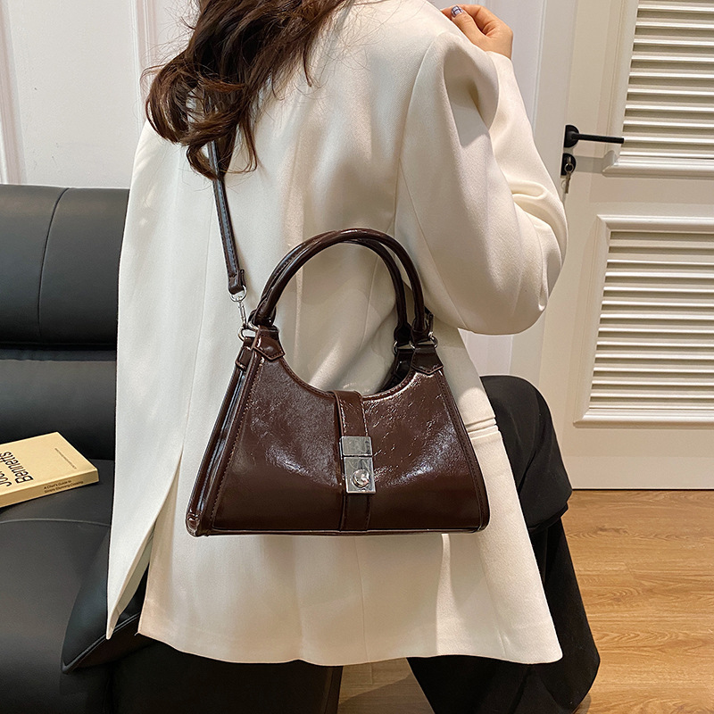 designer Vintage Simple Lock Handbag for Women 2025 New Trendy Fashion Single Shoulder Underarm Bag High-end Crossbody Bag for Wo