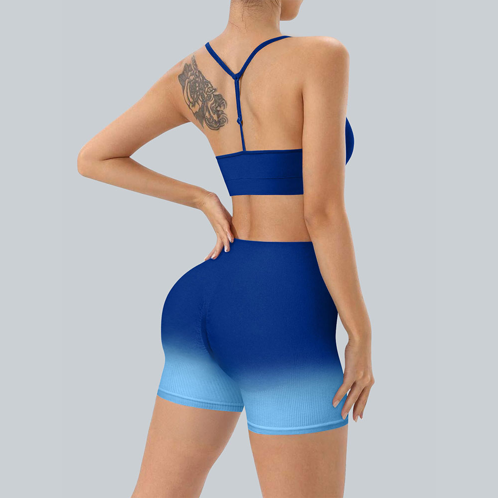 Tie Dye Summer Gym Fitness Shorts Sets Seamless Contrast Color Casual High Waist 2PCS