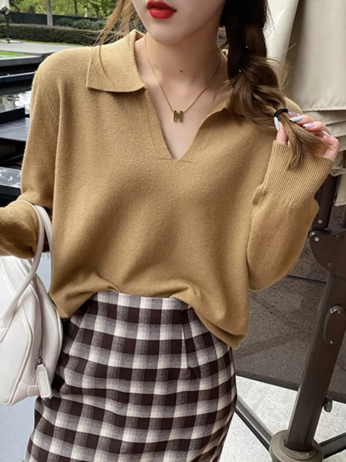 Polo Neck Sweater Pullovers Long Sleeve Top Autumn Winter Clothes Slim Knit Soft Jumper Streetwear Simple 250530