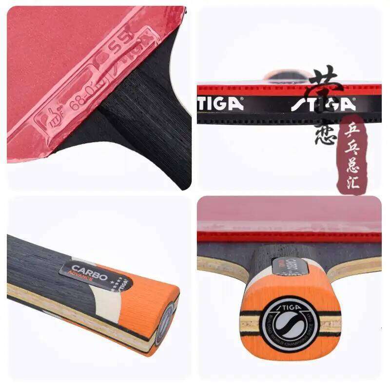 STIGA 6 STARS CARBO table tennis finished racket carbon blade pimples in rubber with high strength fast loop