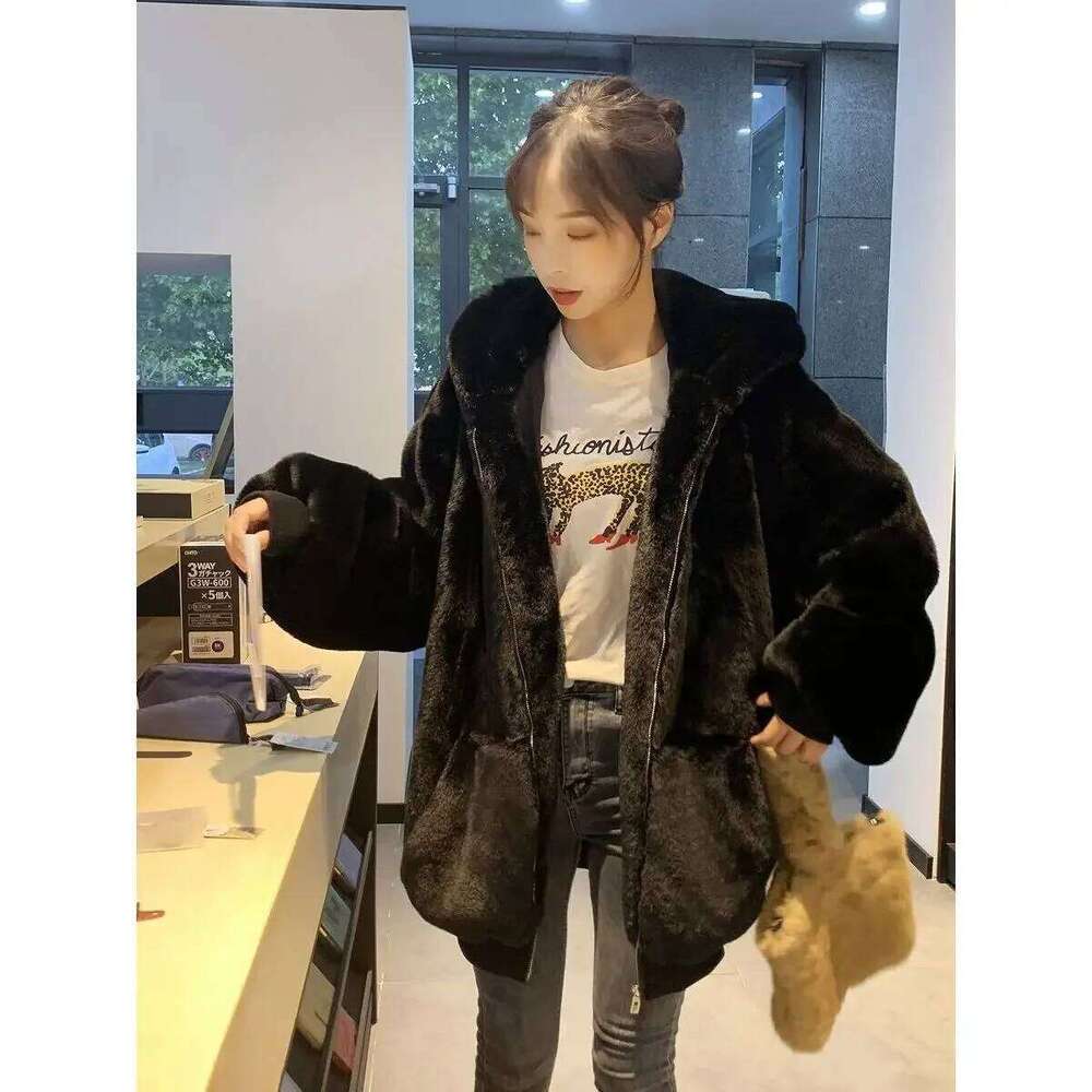 Women Thick Faux Jacket Colorblock Autumn Winter Maxi Coat Hooded Warm Belt Fur Parkas Bontjas Furry Outerwear