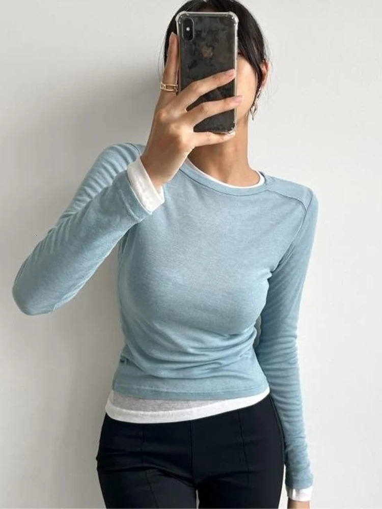 Sexy Shirt Women T-Shirt Korean Style Slim Basic Elasticity Tshirt Top Womens Clothing T Shirt Thin T-shirt see through 250605