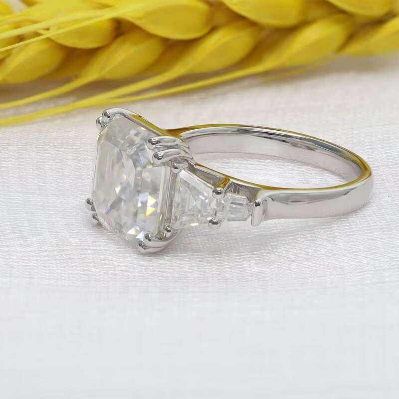 D VVS1 7ct Asscher Cut Moissanite Diamond Engagement Ring Silver925 Luxury Wedding Jewelry