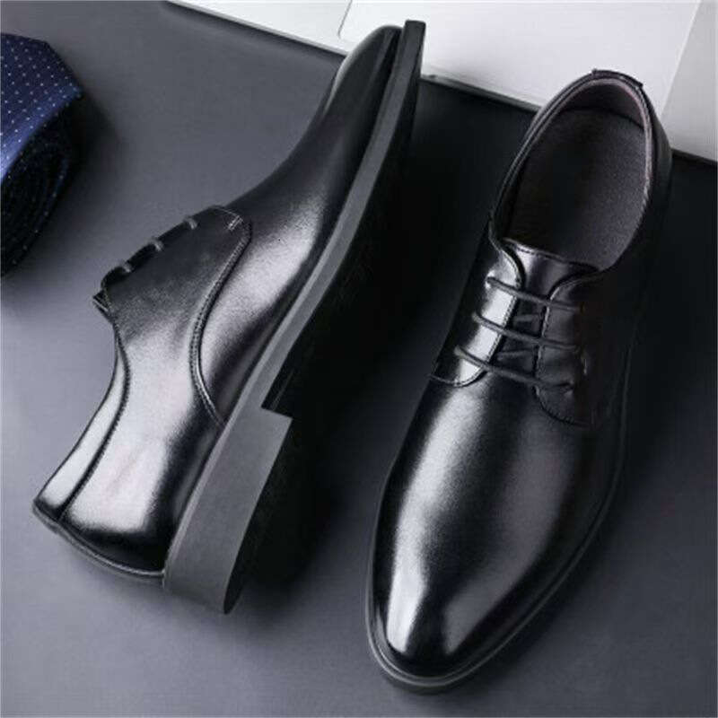 Supermarket Soft Sole British Business Formal Leather Men's Height Increasing Single Casual Suit Shoes