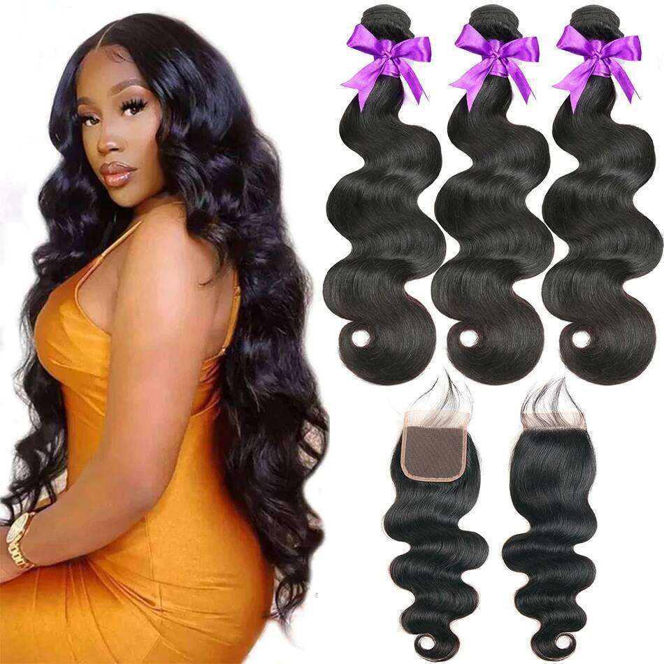 12A Jaycee Brazilian Bodywave 3 Bundles with Body Wave Remy Human Hair Weave With Lace Closure