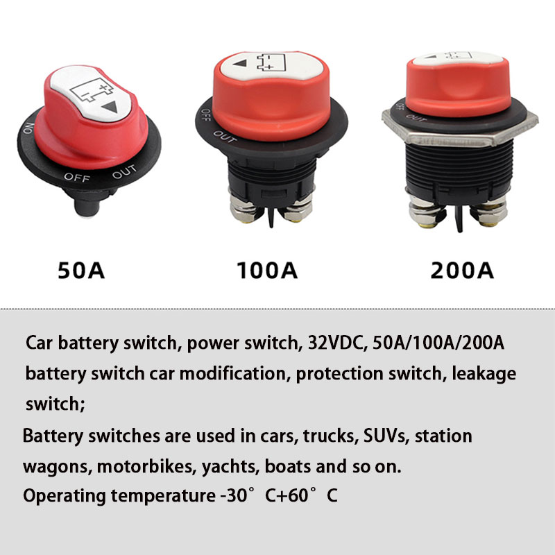 Car Battery Disconnect Switch Caravan Battery Switch 50A/100A/200A Brass Rotary Switch Two Pieces