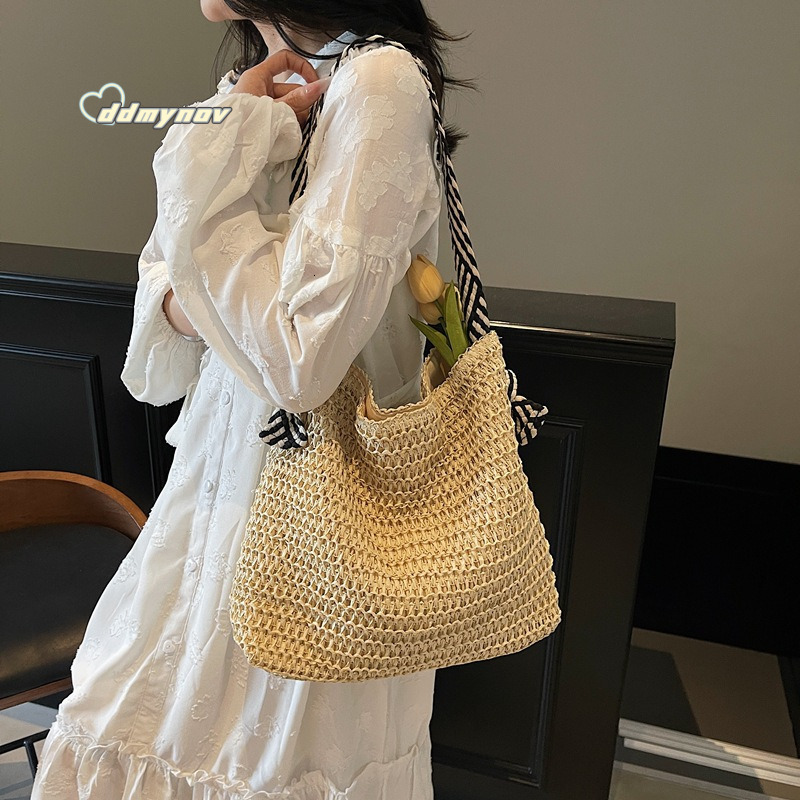 Summer Hot-Selling Straw for Women 2025 New Beach Vacation Woven Super Popular Commuter Style Large Capacity Tote Bag ddmynov
