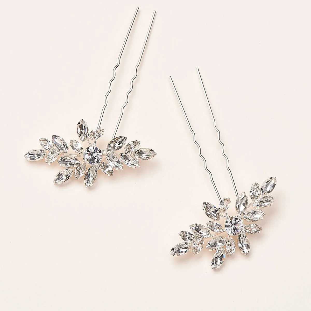 Bride Hair Pin Alloy Silver Color Clear Crystal Hairpins Bridal Wedding U Shaped Hair Sticks Women Bridesmaids Hair Accessories Z250605