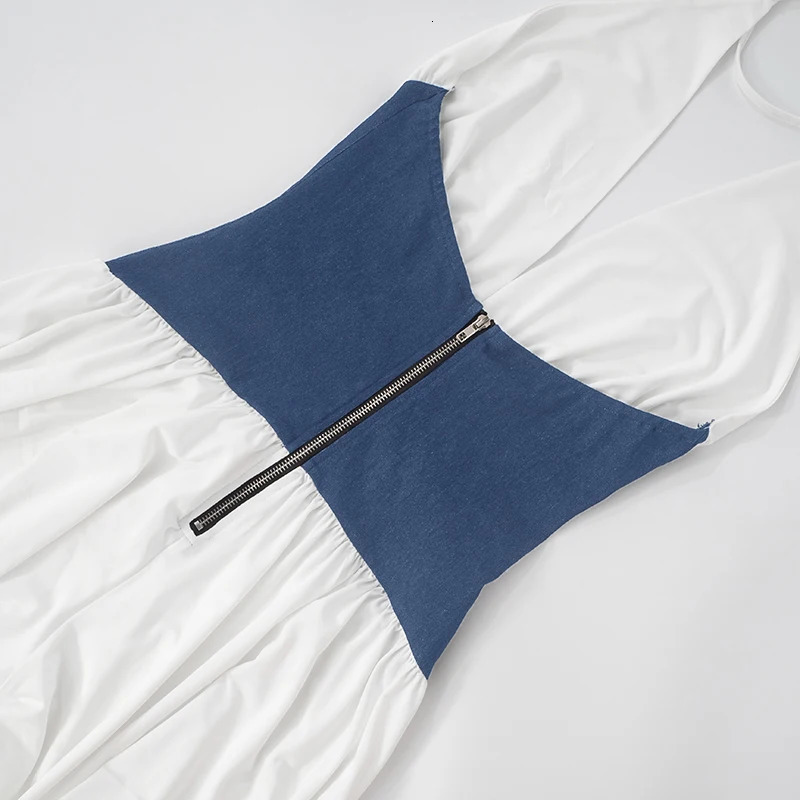 CUTENOVA WomenS Temperament Color Collision Hanging Neck Backless Drawstring Waist Zipper Patchwork Wide-Leg Jumpsuit Summer 250530