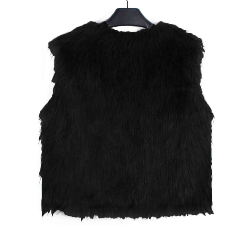 Women Faux Fur Waistcoat Fashion Winter Fuzzy Sleeveless Open Front Outwear Gilet Casual Short Vest Jacket Coat Y2K Streetwear