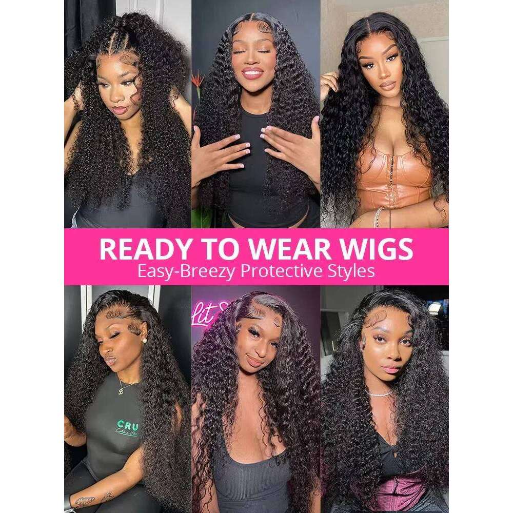 Mossily 40 42 Inch 13x6 Curly Lace Front Human Hair Wigs For Black Women Pre Plucked Transparent 13x4 Deep Wave Frontal Wig