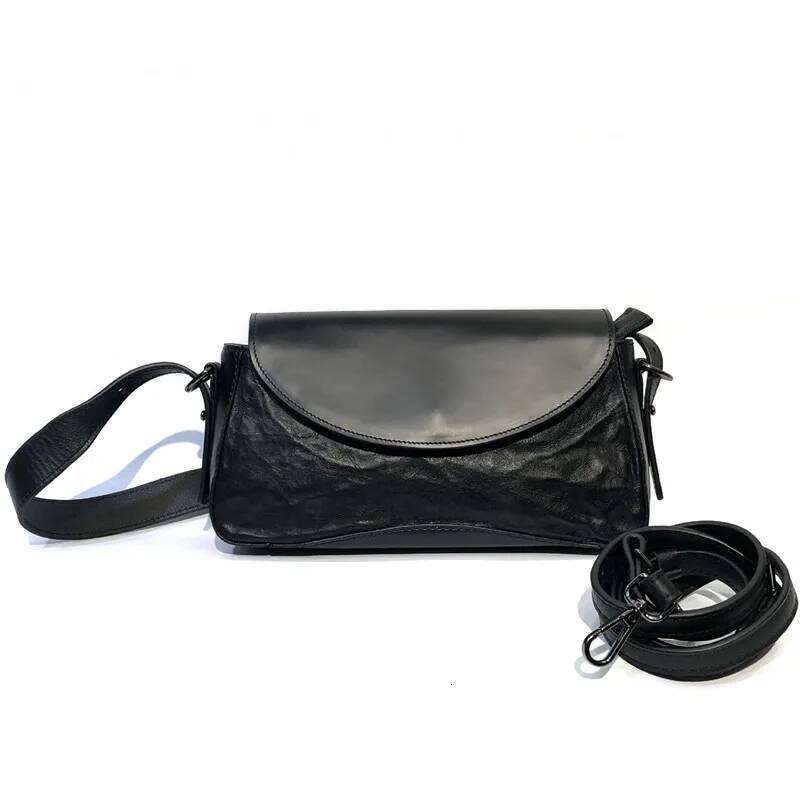 Double Strap Crossbody Women's Bags Vegetable Tanned Sheepskin Handbag Trend Genuine Leather Underarm Shoulder Bag 2025/06/06