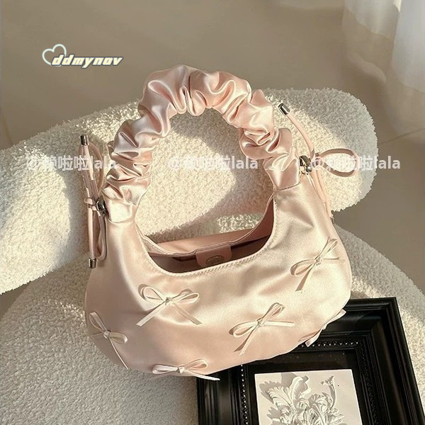 Commuting Niche Large Capacity Pleated Bowknot Shoulder Cloud Bag for Women 2025 Fashion New Underarm ddmynov