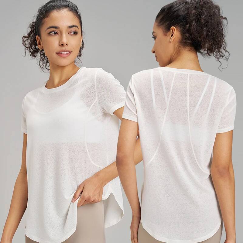 Hollow loose hoodie fiess leisure sports short sleeve mesh breathable lightweight yoga clothing women