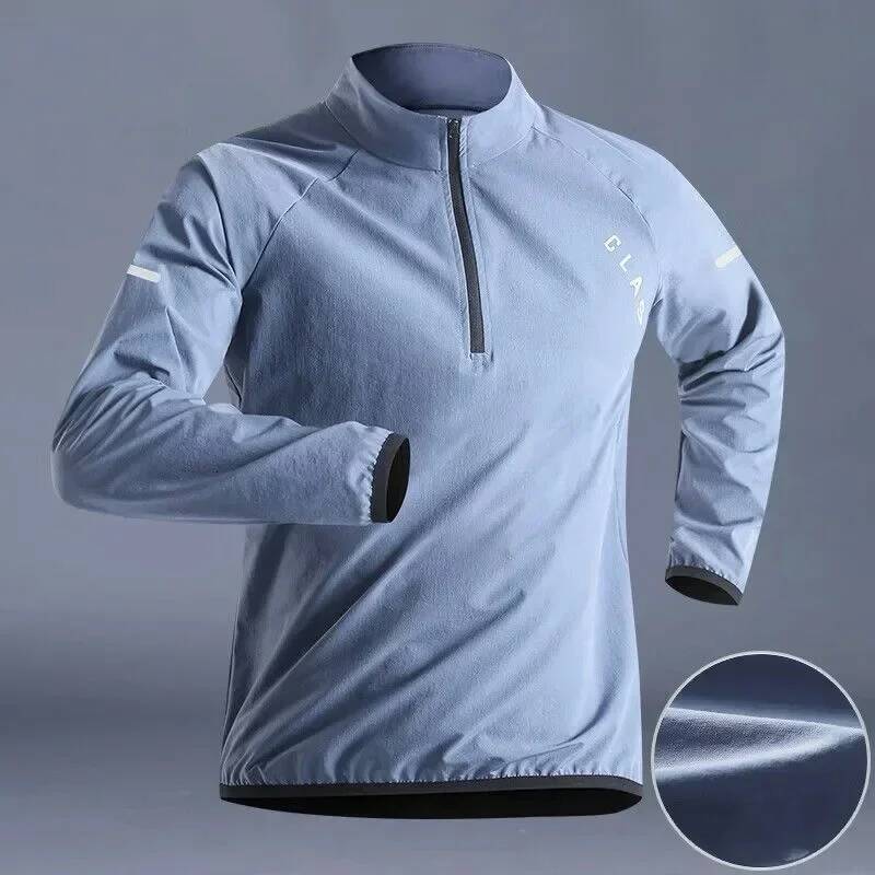 Ddmyoutdoor Quick Drying Clothes Men Autumn Sports T Shirt Stand Neck Loose Long Sleeved Outdoor Running Tracksuit Breathable Half Zip Top Jogging Sui
