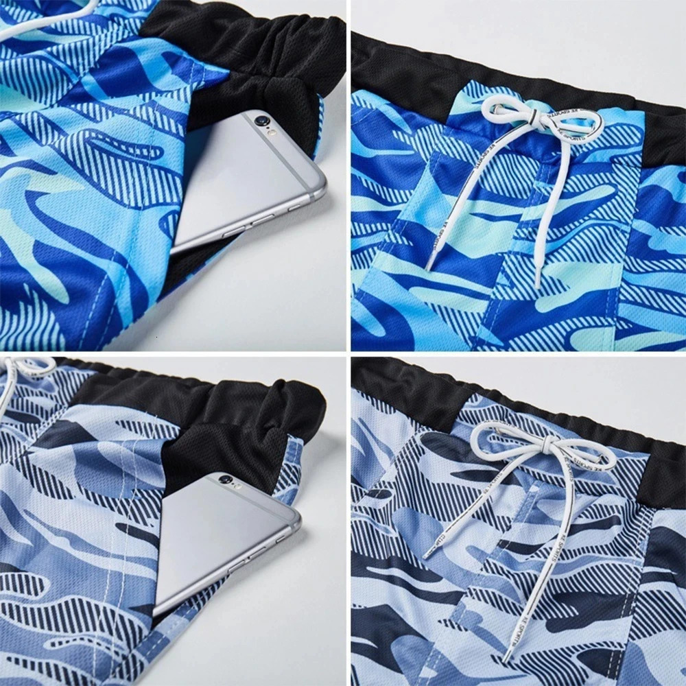 Mens Swimming Trunks Summer Swimming Fitness Shorts Mens Fashion Sports Beachwear Quick-Drying Stretch Beach Pants 250530