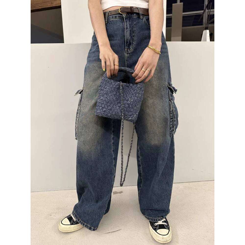 Thai Handmade Woven Denim Light Blue Basket for Women Summer New Single Shoulder Crossbody Chain Bag
