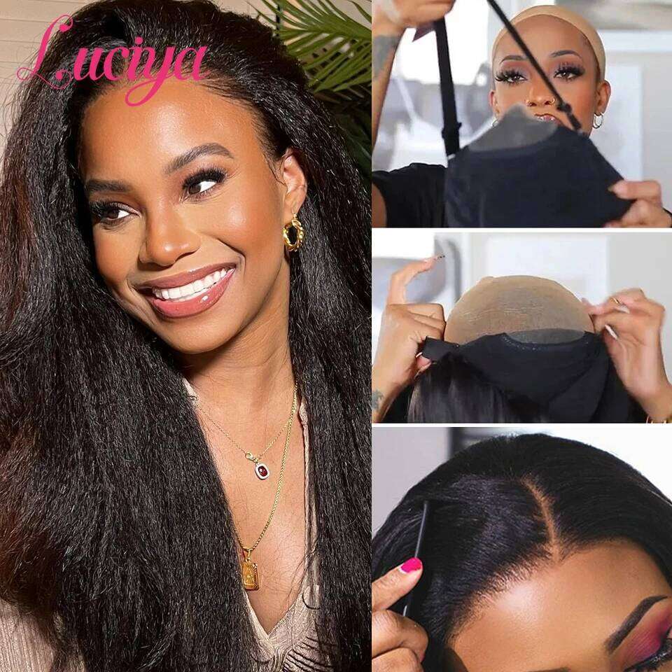Glueless Kinky 13x4/13x6 HD Front Human Hair For Women Ready To Wear Yaki Straight 5x5 Lace Closure Wigs