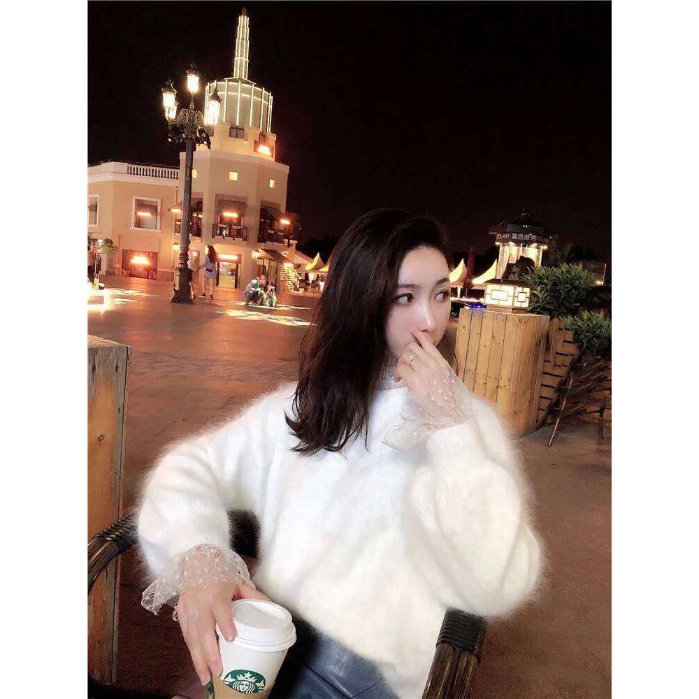 2023 New 100% Mink Cashmere Sweater Women's Winter Angora Top Pullover Loose Knitting WT2