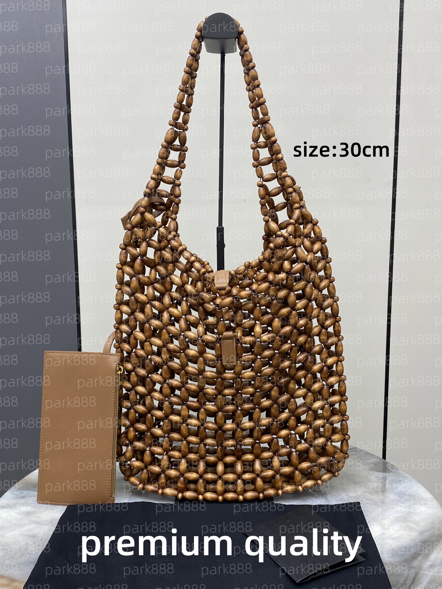 (Order by pic in opt, not by desc) Wooden bead woven bag straw woven tote bag shoulder bag crossbody bag