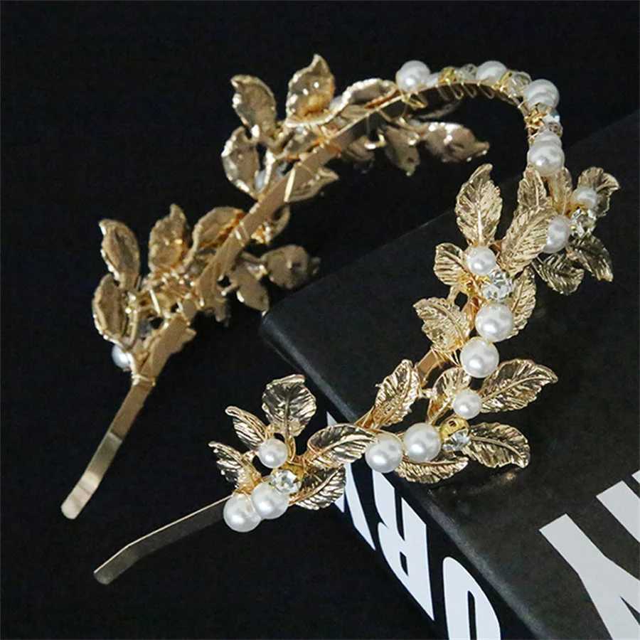 Fashionable crystal pearl alloy headband for women romantic wedding elegant bride wedding photography hair accessories Z250605