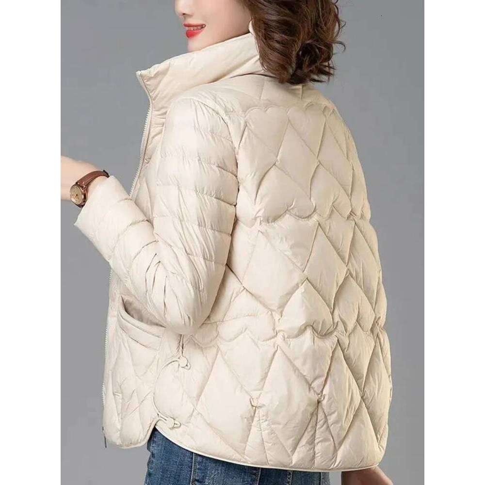 Lightweight Down Women Coats 2025 Autumn New Middle-aged Mother Clothes Short Cotton Jacket Female Outerwearr