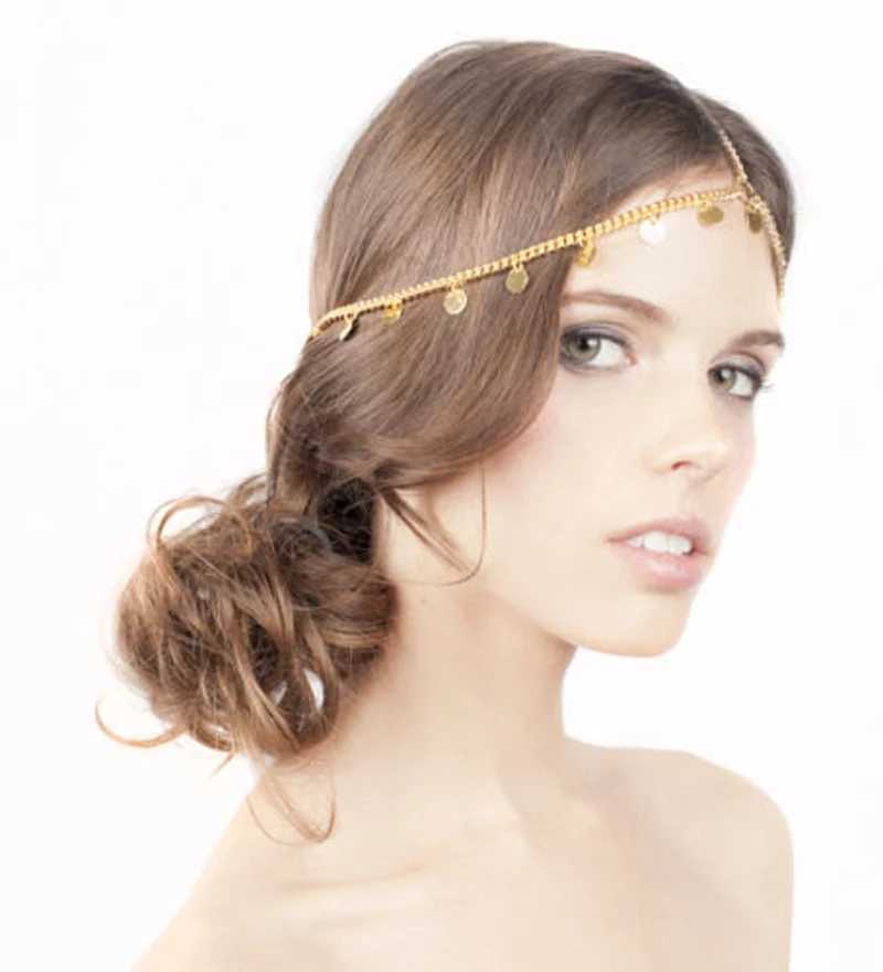 Vintage Ethnic Head Chain Hairband Tiara Gold Color Headpiece Headdress Gypsy Tribal Hair Accessories Turkish Indian Jewelry Z250605