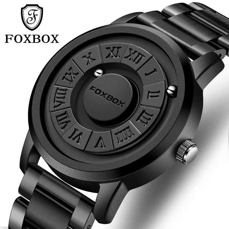 FOXBOX Military Waterproof Watch For Men LIGE Luxury Crolling Pointer Magnetic Force Watch Men Fashion Sport Quartz Chronograph Y250605
