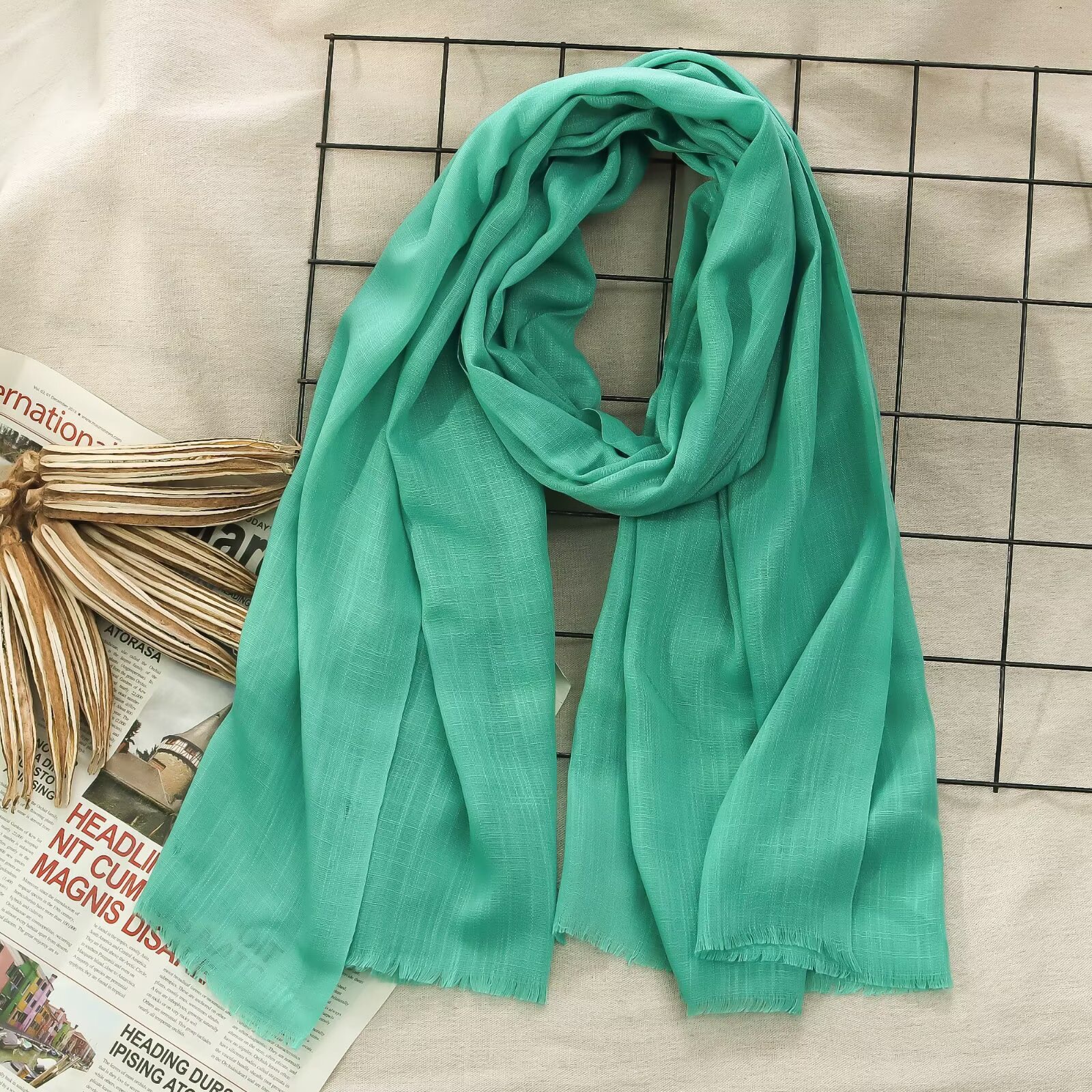 K940 2025 Spring and Autumn New Literary Scarf for Women Cotton Line Japanese and Korean Solid Color Shawl New Product Wholesale Linen Solid Color Sca