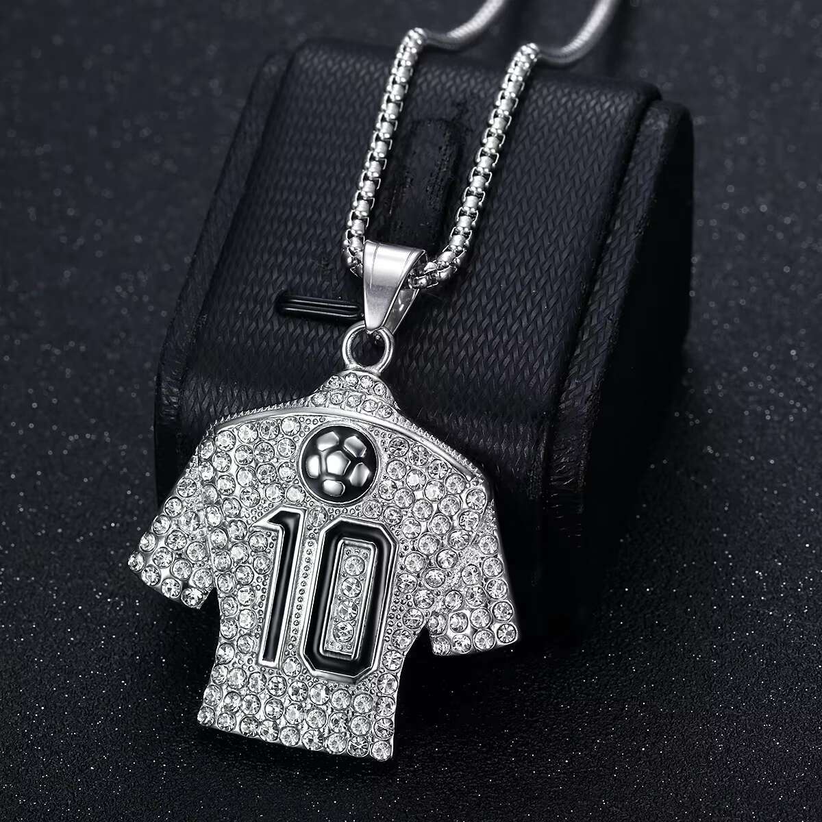 Men's Hip Hop Style 925 Silver Sportswear T-Shirt with M oissanitePendant Link Necklace Fashion