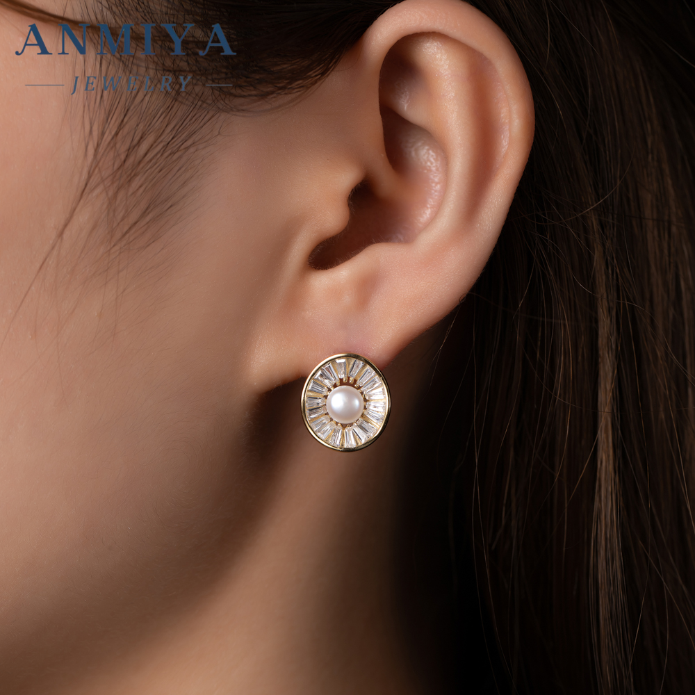 Fine Fashion Irregular Circle Pearl Necklace Set Zircon Sterling Silver Fashion Jewelry Girls Necklaces Earrings Set for Gift